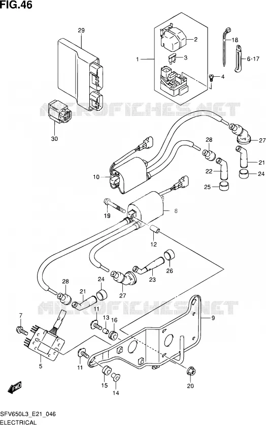 ELEKTRISCH (SFV650L3 E21) Suzuki MOTO 650 GLADIUS 2013  SFV650U L3 (E24)