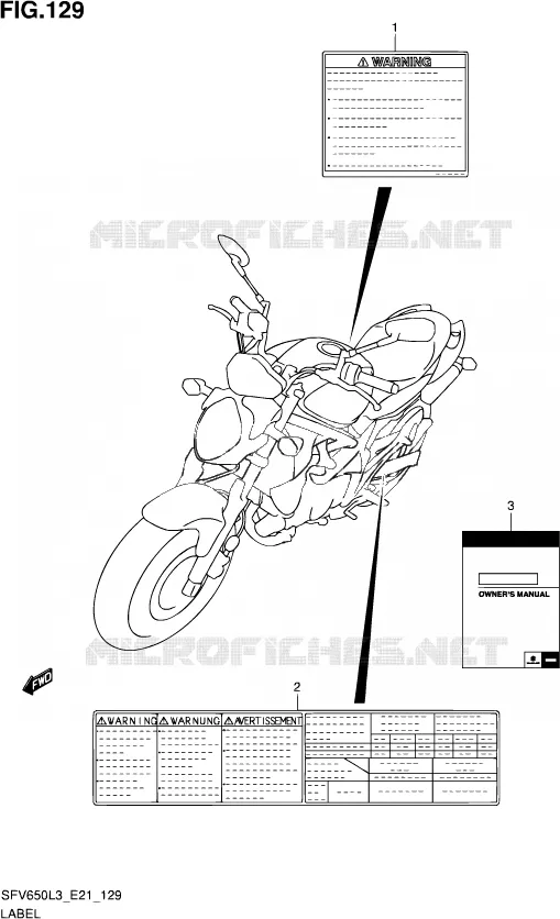 ETIKET (SFV650UL3 E21) Suzuki MOTO 650 GLADIUS 2013  SFV650U L3 (E24)