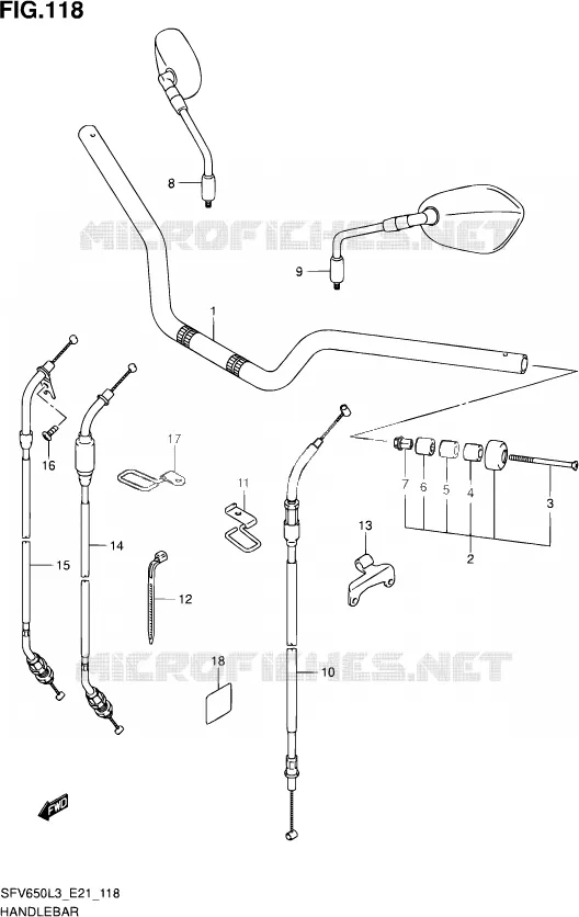 STUUR (SFV650AL3 E21) Suzuki MOTO 650 GLADIUS 2013  SFV650U L3 (E24)