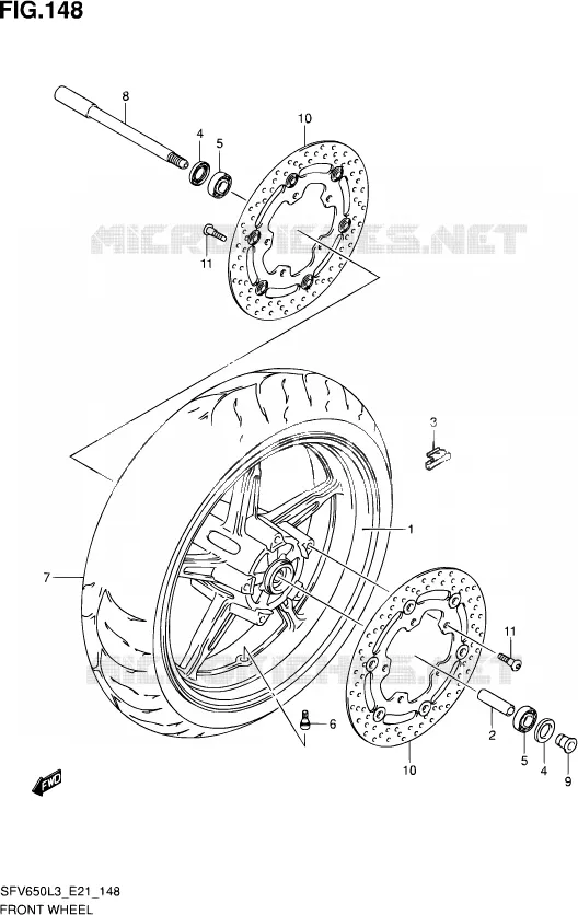 VOORWIEL (SFV650UL3 E21) Suzuki MOTO 650 GLADIUS 2013  SFV650U L3 (E24)