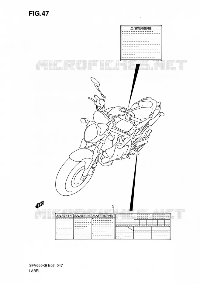 ETIKET (MODEL K9) Suzuki MOTO 650 GLADIUS 2009  SFV650UAK9(E24)