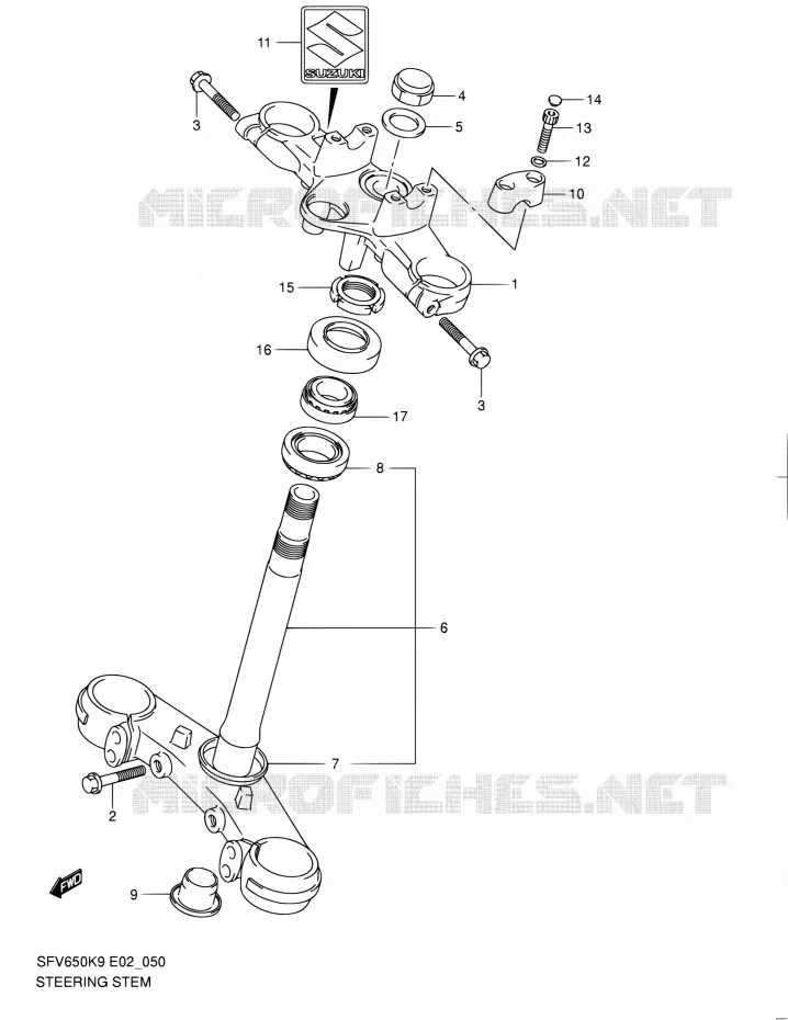 STUURKOLOM Suzuki MOTO 650 GLADIUS 2009  SFV650UAK9(E24)