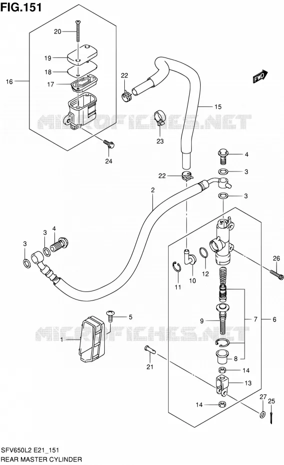 ACHTER HOOFDREMCILINDER (SFV650L2 E24) Suzuki MOTO 650 GLADIUS 2012  SFV650UAL2(E21)