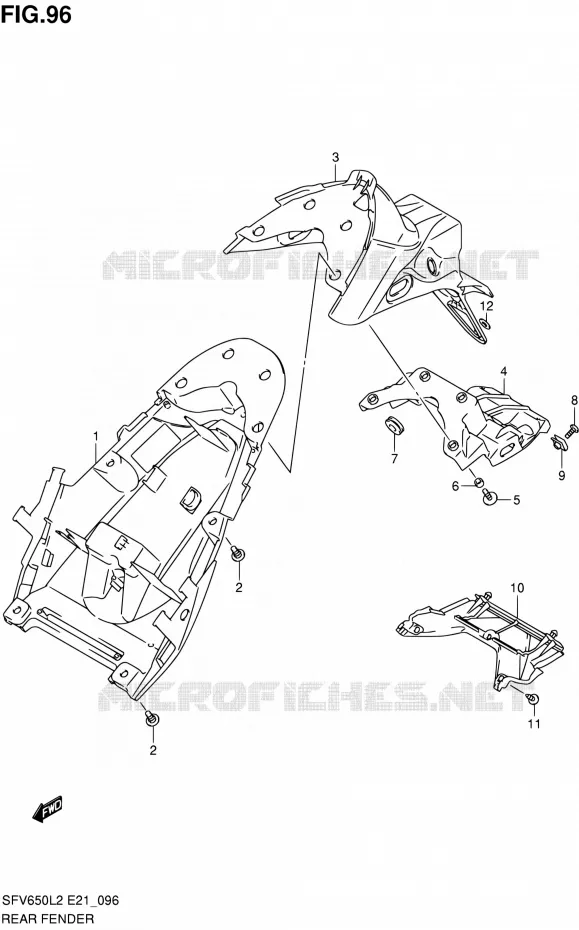 ACHTERSPATBORD (SFV650L2 E21) Suzuki MOTO 650 GLADIUS 2012  SFV650UAL2(E21)