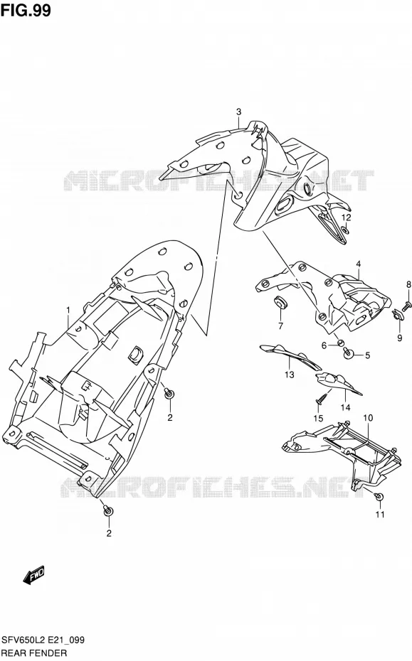 ACHTERSPATBORD (SFV650UL2 E24) Suzuki MOTO 650 GLADIUS 2012  SFV650UAL2(E21)