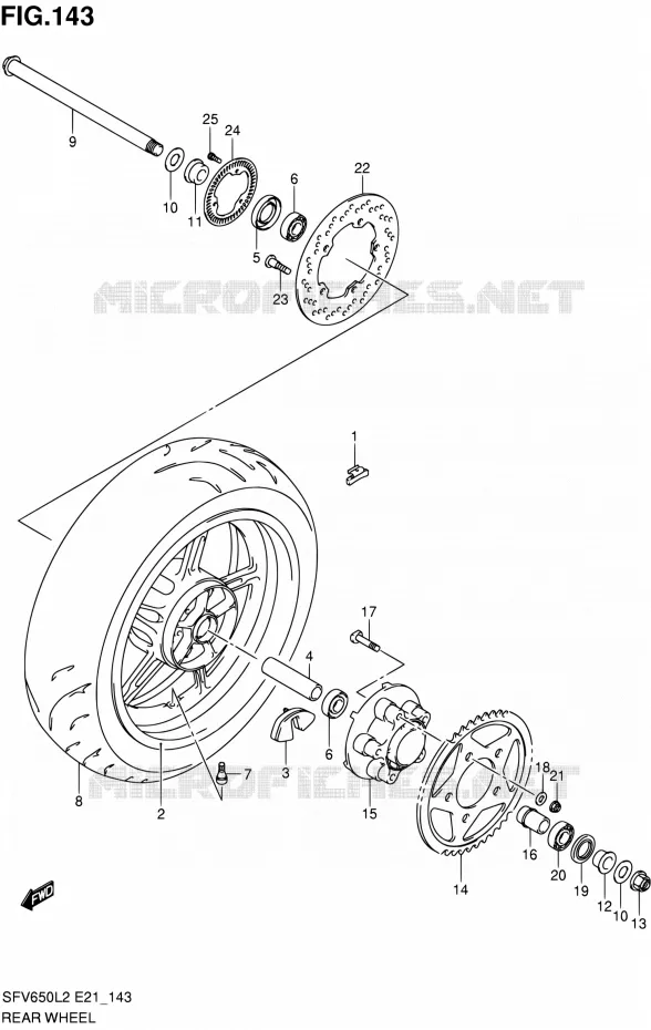 ACHTERWIEL (SFV650UAL2 E21) Suzuki MOTO 650 GLADIUS 2012  SFV650UAL2(E21)