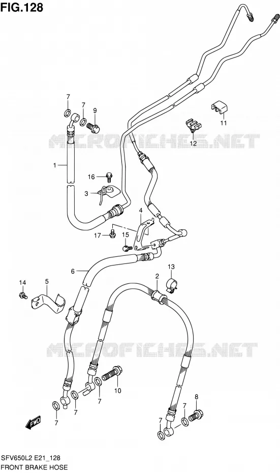 FRONT REMSLANG (SFV650AL2 E21) Suzuki MOTO 650 GLADIUS 2012  SFV650UAL2(E21)