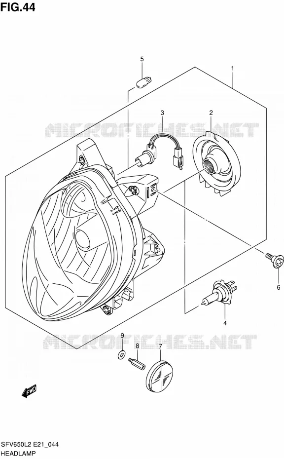 KOPLAMP (SFV650L2 E24) Suzuki MOTO 650 GLADIUS 2012  SFV650UAL2(E21)