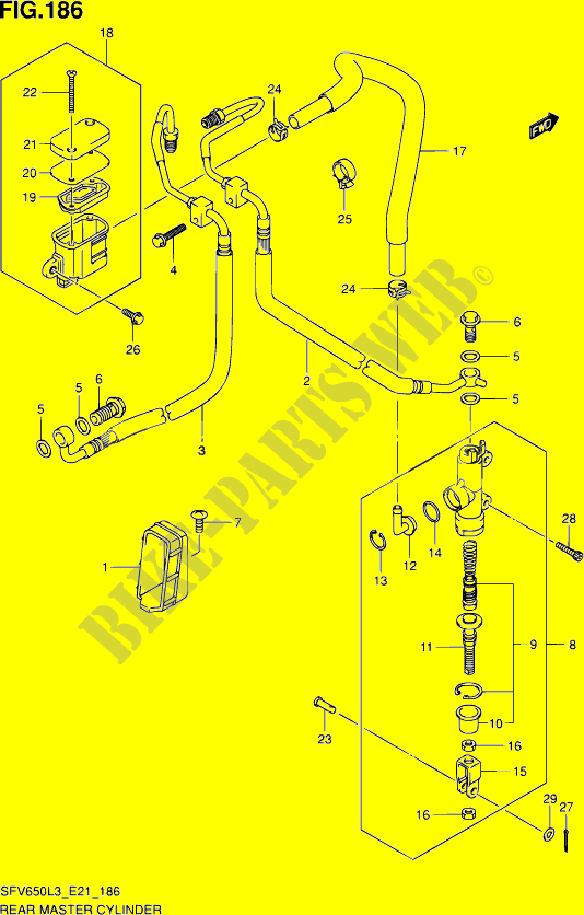 ACHTER HOOFDREMCILINDER (SFV650AUEL3 E21) voor Suzuki GLADIUS 650 2013