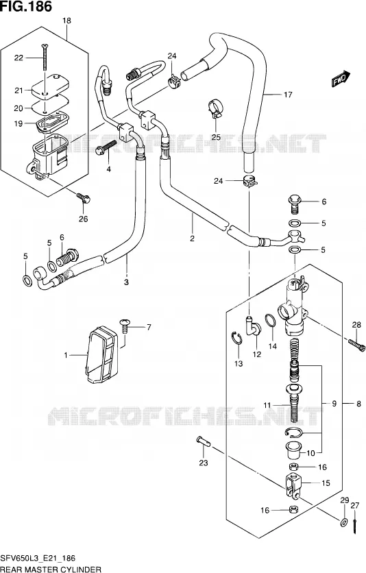 ACHTER HOOFDREMCILINDER (SFV650AUEL3 E21) Suzuki MOTO 650 GLADIUS 2013  SFV650UA L3 (E21)
