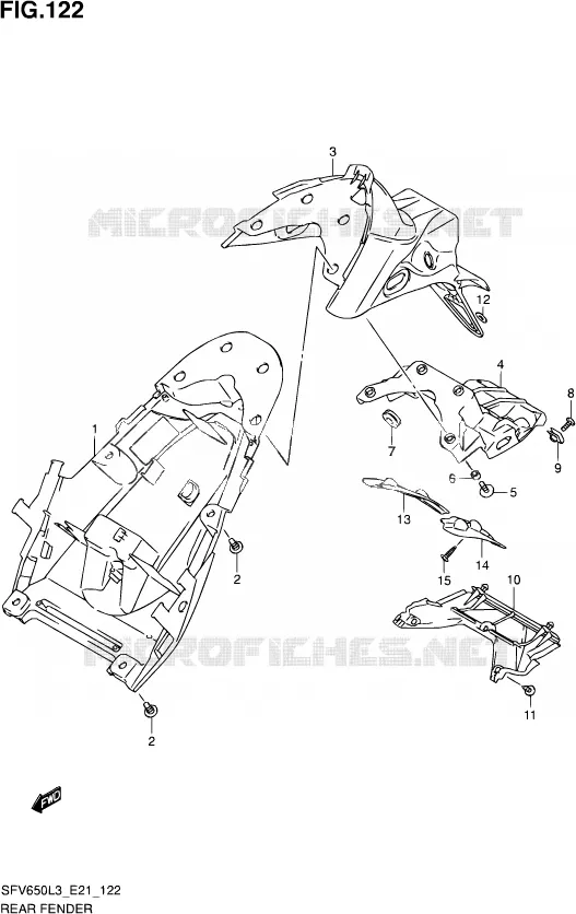 ACHTERSPATBORD (SFV650L3 E24) Suzuki MOTO 650 GLADIUS 2013  SFV650UA L3 (E21)