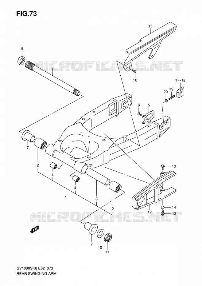 SWINGARM Suzuki MOTO 1000 SV 2007  SV1000SK7(E19)