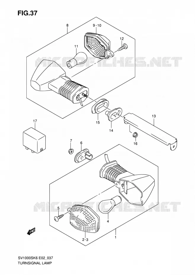 INDICATOREN (SV1000/U1/U2) Suzuki MOTO 1000 SV 2007  SV1000SK7(E24)