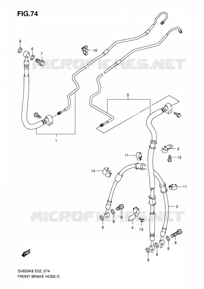FRONT REMSLANG (SEE NOTE) Suzuki MOTO 650 SV 2009  SV650K9(E24)