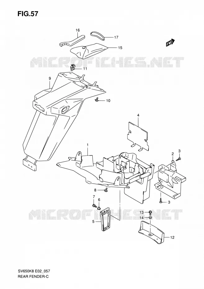ACHTERSPATBORD (WITHOUT ABS) Suzuki MOTO 650 SV 2008  SV650AK8(E19)