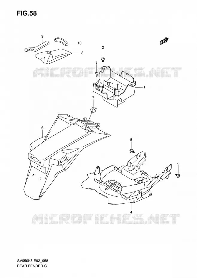 ACHTERSPATBORD (WITH ABS) Suzuki MOTO 650 SV 2008  SV650AK8(E24)