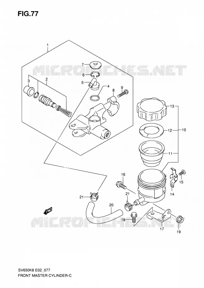 FRONT HOOFDREMCILINDER (SV650SK8/SUK8/SK9/SUK9/SL0/SUL0) Suzuki MOTO 650 SV-S 2009  SV650SK9(E19)