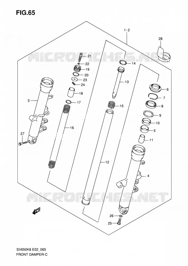 FRONT SCHOKDEMPER Suzuki MOTO 650 SV-S 2009  SV650SK9(E19)