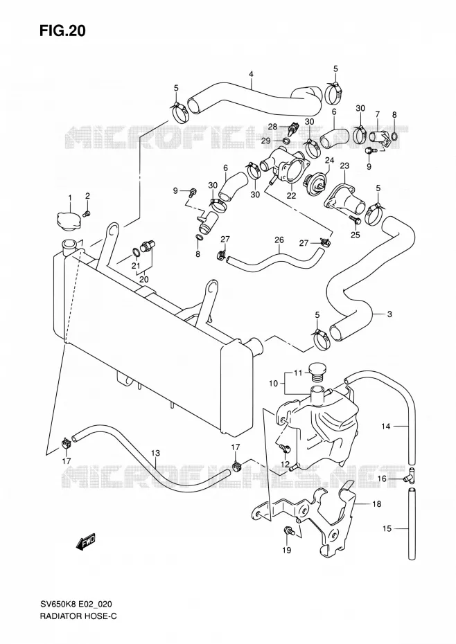 RADIATOR SLANG Suzuki MOTO 650 SV-S 2009  SV650SK9(E19)