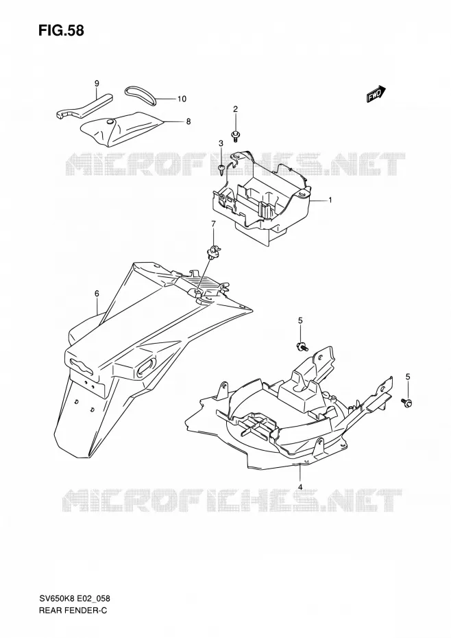 ACHTERSPATBORD (WITH ABS) Suzuki MOTO 650 SV 2010  SV650SL0(E19)