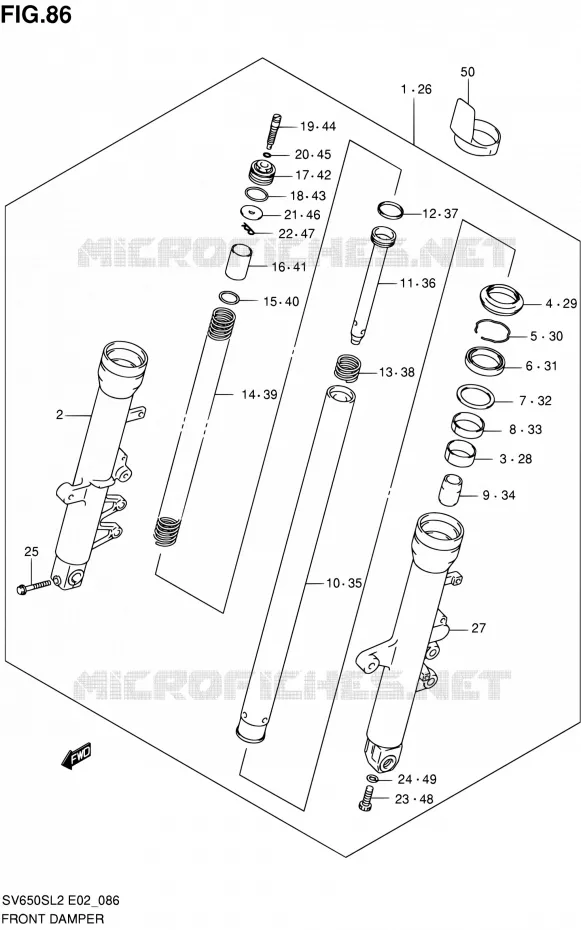 FRONT SCHOKDEMPER (SV650SL2 E24) Suzuki MOTO 650 SV 2012  SV650SL2(E24)
