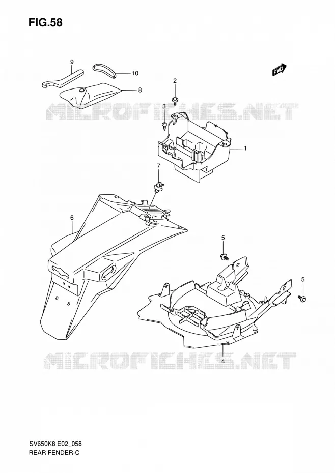 ACHTERSPATBORD (WITH ABS) Suzuki MOTO 650 SV 2010  SV650SAL0(E19)