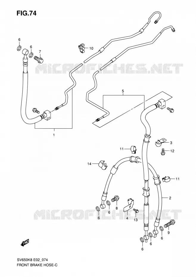 FRONT REMSLANG (SEE NOTE) Suzuki MOTO 650 SV 2010  SV650SAL0(E24)