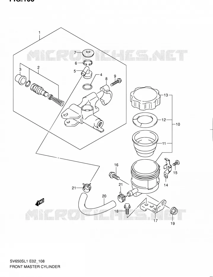 FRONT HOOFDREMCILINDER (SV650SAL1 E24) Suzuki MOTO 650 SV 2011  SV650SAL1(E24)