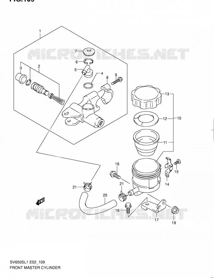 FRONT HOOFDREMCILINDER (SV650SUL1 E24) Suzuki MOTO 650 SV 2011  SV650SAL1(E24)