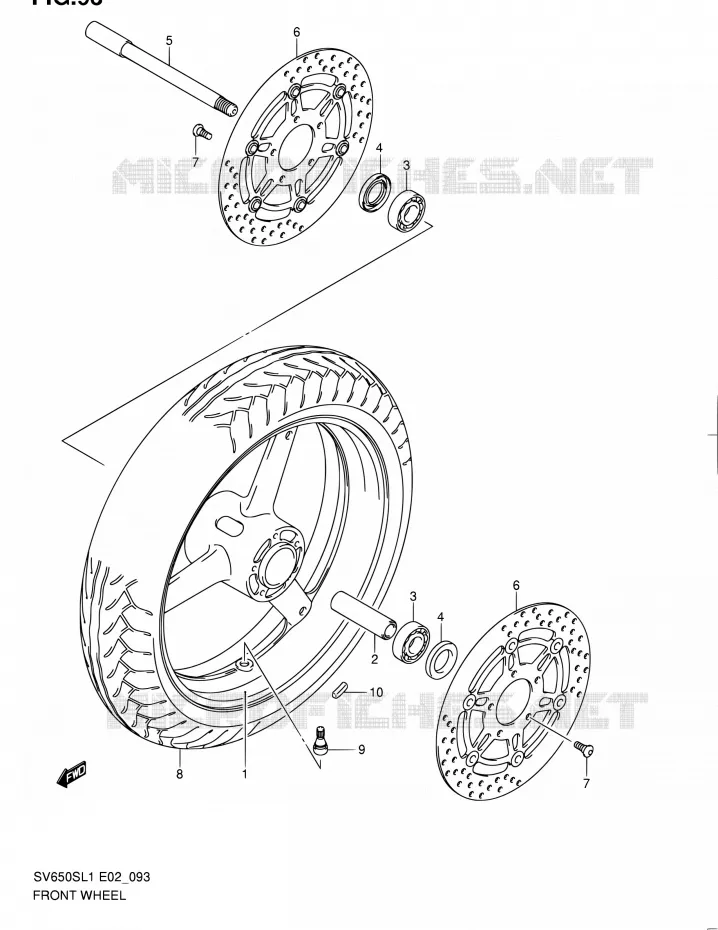 VOORWIEL (SV650SL1 E02) Suzuki MOTO 650 SV 2011  SV650SAL1(E24)