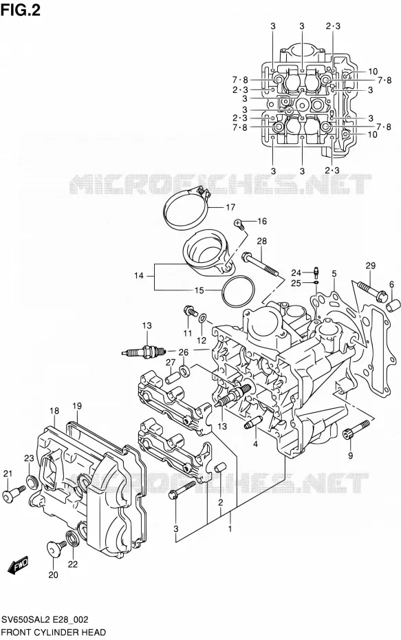 FRONT CILINDERKOP Suzuki MOTO 650 SV-S 2012  SV650SA L2 (E03,E28,E33)