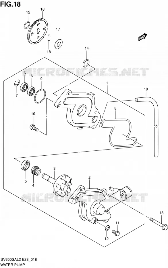 WATERPOMP Suzuki MOTO 650 SV-S 2012  SV650SA L2 (E03,E28,E33)