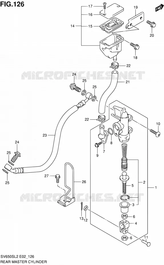 ACHTER HOOFDREMCILINDER (SV650SL2 E02) Suzuki MOTO 650 SV 2012  SV650SAL2(E24)