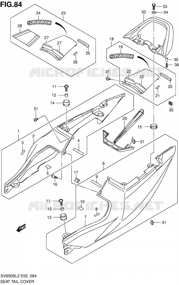 ACHTER KUIP Suzuki MOTO 650 SV 2012  SV650SAL2(E24)