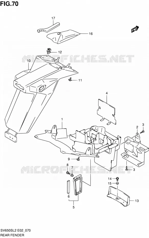 ACHTERSPATBORD (SV650SL2 E02) Suzuki MOTO 650 SV 2012  SV650SAL2(E24)