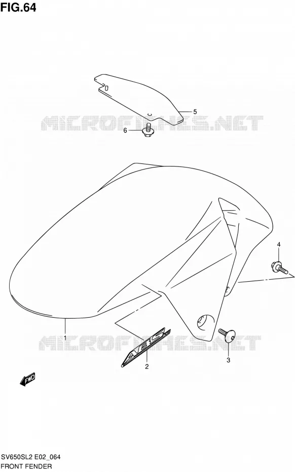 FRONT FENDER (SV650SAL2 E24) Suzuki MOTO 650 SV 2012  SV650SAL2(E24)