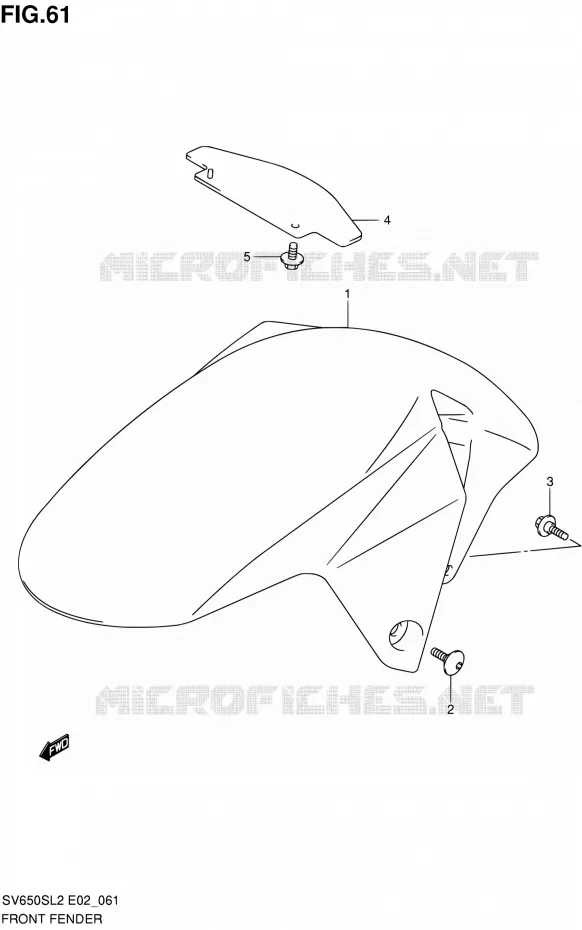 FRONT FENDER (SV650SL2 E02) Suzuki MOTO 650 SV 2012  SV650SAL2(E24)