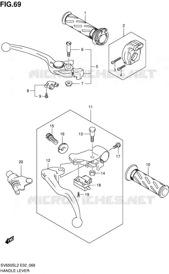 HANDGRIPS - LEVERS (SV650SAL2 E24) Suzuki MOTO 650 SV 2012  SV650SAL2(E24)