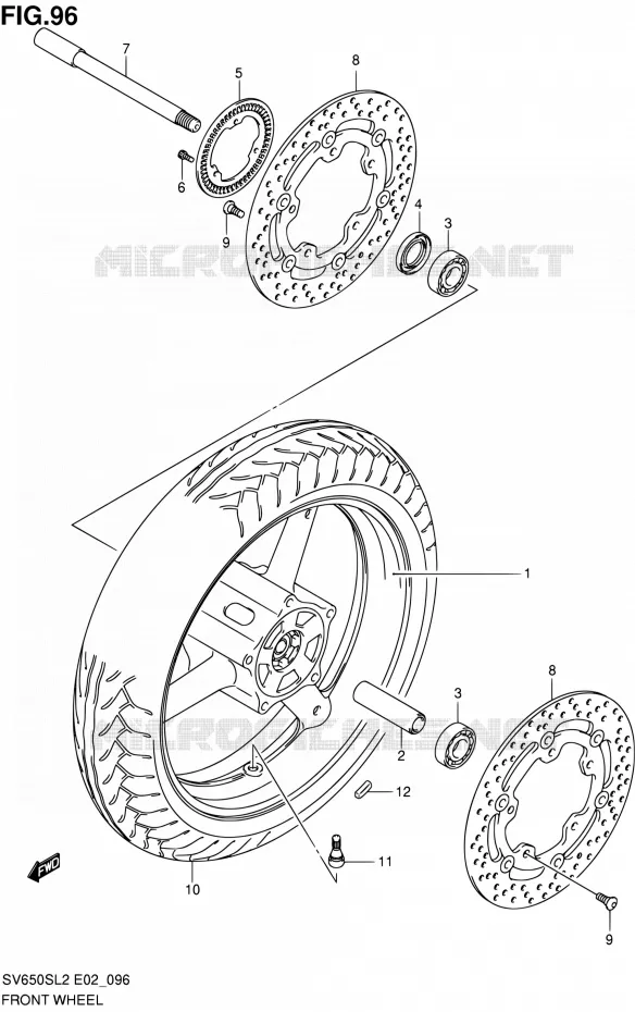 VOORWIEL (SV650SAL2 E24) Suzuki MOTO 650 SV 2012  SV650SAL2(E24)