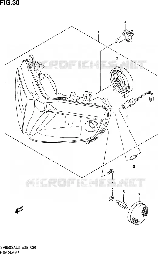 KOPLAMP Suzuki MOTO 650 SV-S 2013  SV650SA L3 (E03,E28,E33)