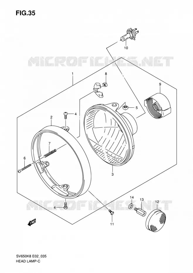 KOPLAMP (SV650K8/AK8 E24) Suzuki MOTO 650 SV-S 2009  SV650SUK9(E19)