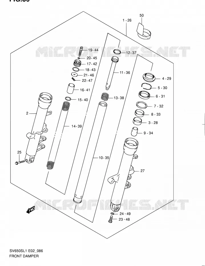 FRONT SCHOKDEMPER (SV650SL1 E24) Suzuki MOTO 650 SV 2011  SV650SUL1(E24)