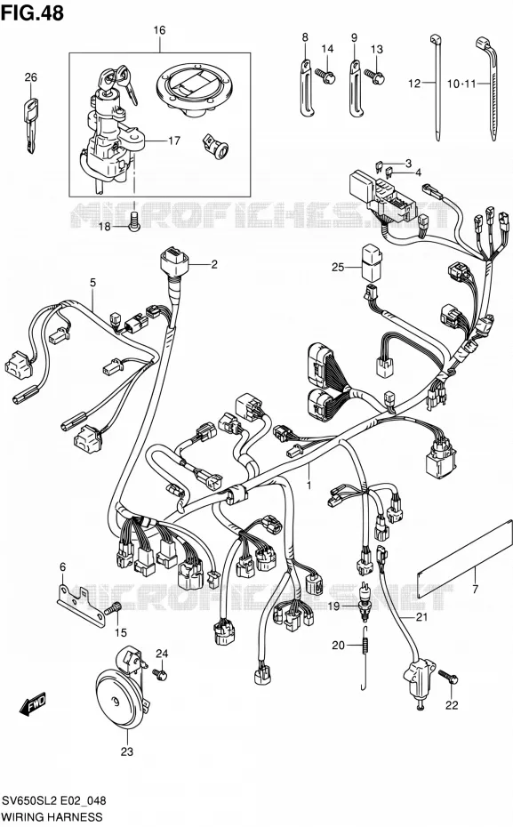 BEDRADING (SV650SL2 E02) Suzuki MOTO 650 SV 2012  SV650SUL2(E24)