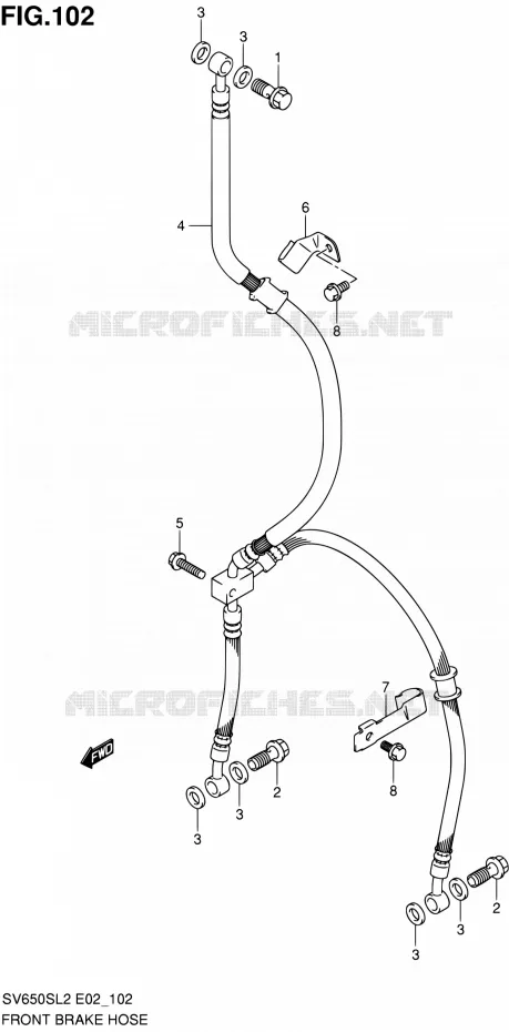 FRONT REMSLANG (SV650SL2 E02) Suzuki MOTO 650 SV 2012  SV650SUL2(E24)