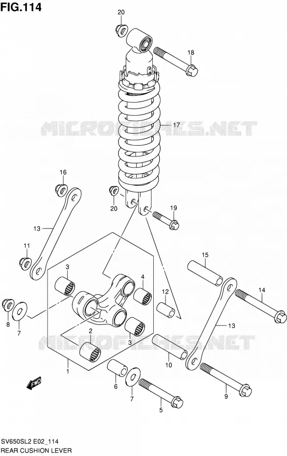 SCHOKBREKER AANEENSCHAKELING (SV650SL2 E02) Suzuki MOTO 650 SV 2012  SV650SUL2(E24)