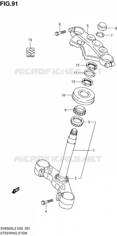 STUURKOLOM (SV650SUL2 E24) Suzuki MOTO 650 SV 2012  SV650SUL2(E24)