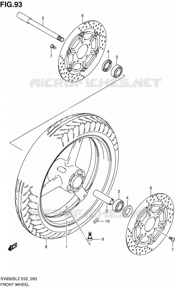 VOORWIEL (SV650SL2 E02) Suzuki MOTO 650 SV 2012  SV650SUL2(E24)