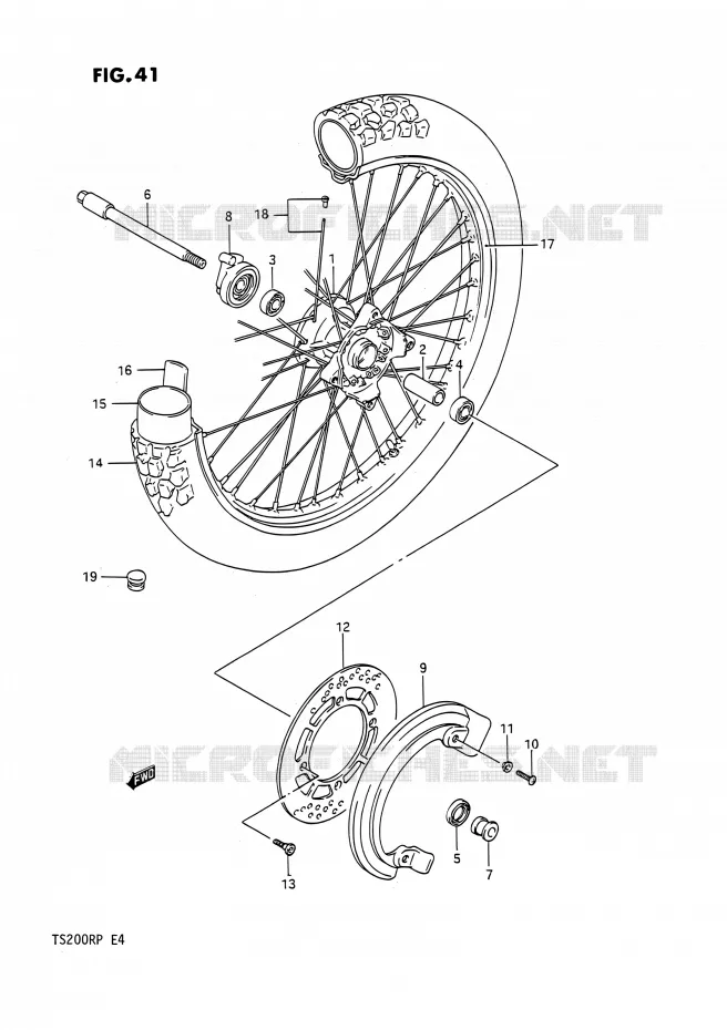 VOORWIEL (E24) Suzuki MOTO 200 TS-R 1991  TS200R M (E02,E04,E24)