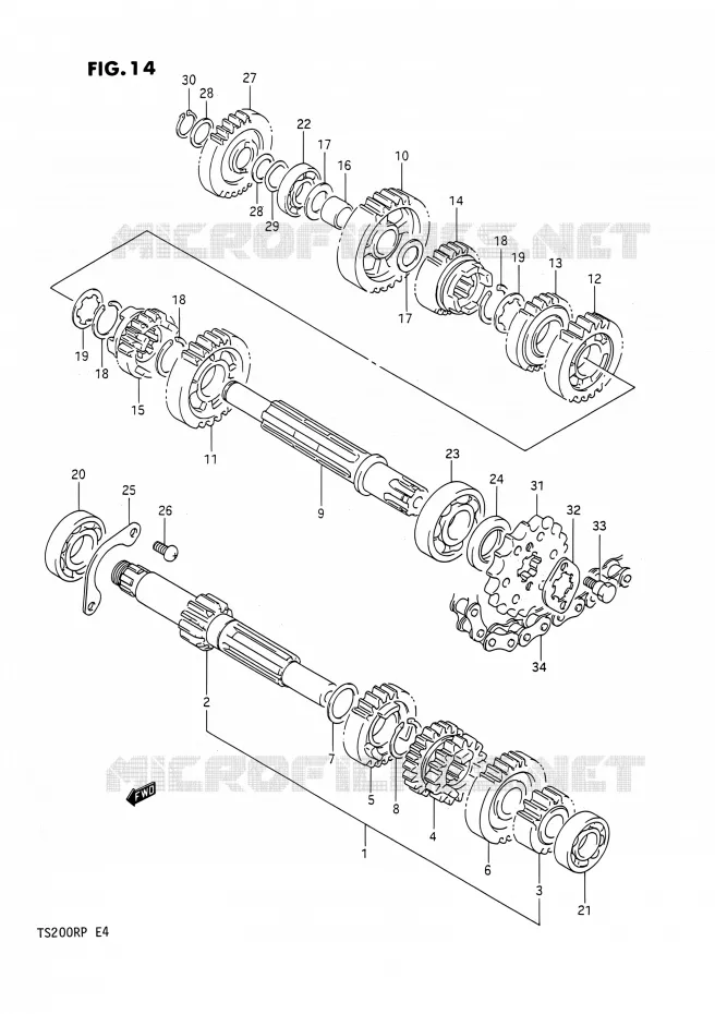 TRANSMISSION Suzuki MOTO 200 TS-R 1992  TS200R N (E02,E04,E24)