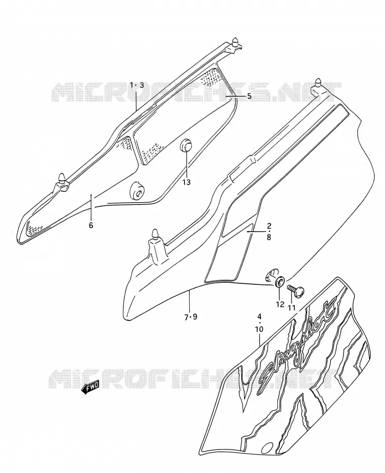 ACHTER KUIP  (MODELE M/N) Suzuki MOTO 200 TS-R 1991  TS200R M (E03,E28,E33)